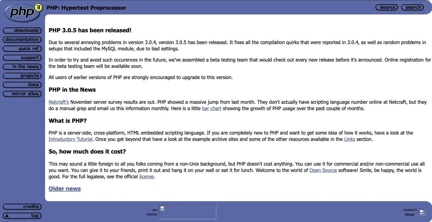 PHP.net in 1998
